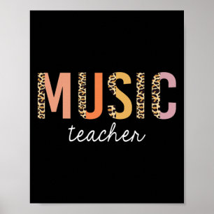 Leopard Music Teacher Cute Back to School Supplies Poster