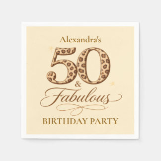 Leopard Neutral 50 & Fabulous Birthday Napkin