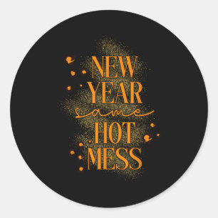 Leopard New Year Same Hot Mess New Year's Eve Reso Classic Round Sticker
