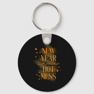 Leopard New Year Same Hot Mess New Year's Eve Reso Key Ring