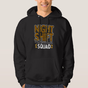Leopard Night Shift Nurse Squad Leo Nursing Apprec Hoodie