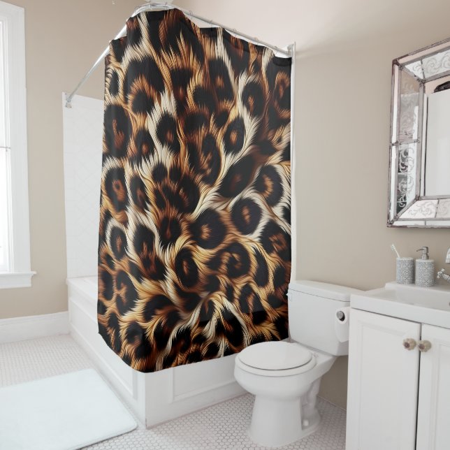 Leopard Nights: Bold Elegance for Sleep Shower Curtain (In Situ)
