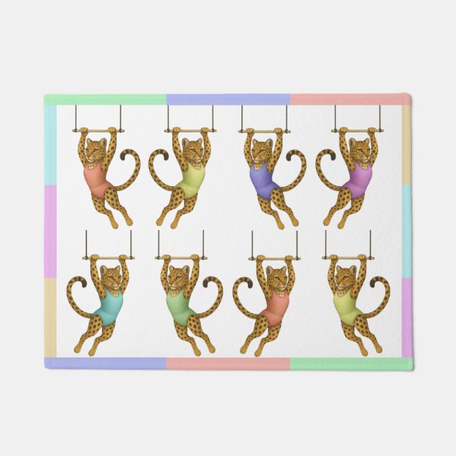 Leopard on a trapeze Beach Towel Doormat (Front)