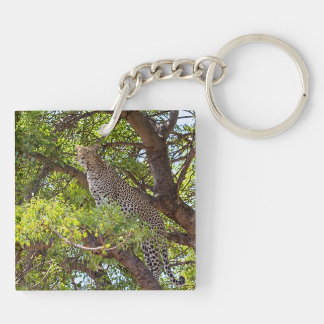 Leopard on a tree key ring (Back)