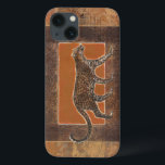 Leopard on Orange and Brown Background iPhone 13 Case<br><div class="desc">Norman Wyatt has an amazing collection of art capturing the beauty of animals. The background is Africa-themed,  with sharp oranges and browns and the drawing of a leopard on top of it blends perfectly with it. Enjoy nature's finest with this image today.</div>