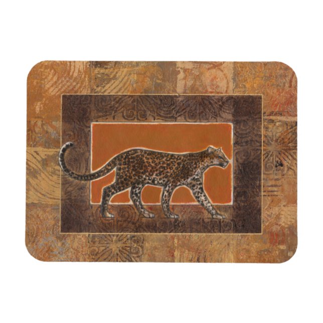 Leopard on Orange and Brown Background Magnet (Horizontal)