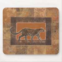 Leopard on Orange and Brown Background