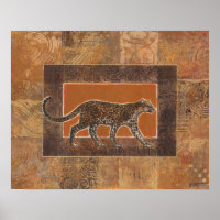 Leopard on Orange and Brown Background