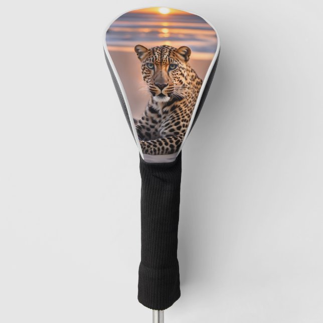 Leopard on the beach golf head cover (Front)