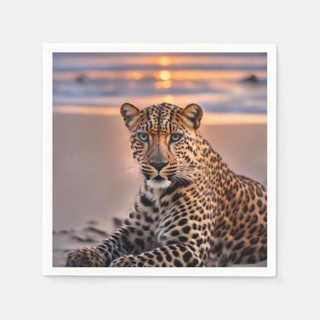 Leopard on the beach napkin (Front)
