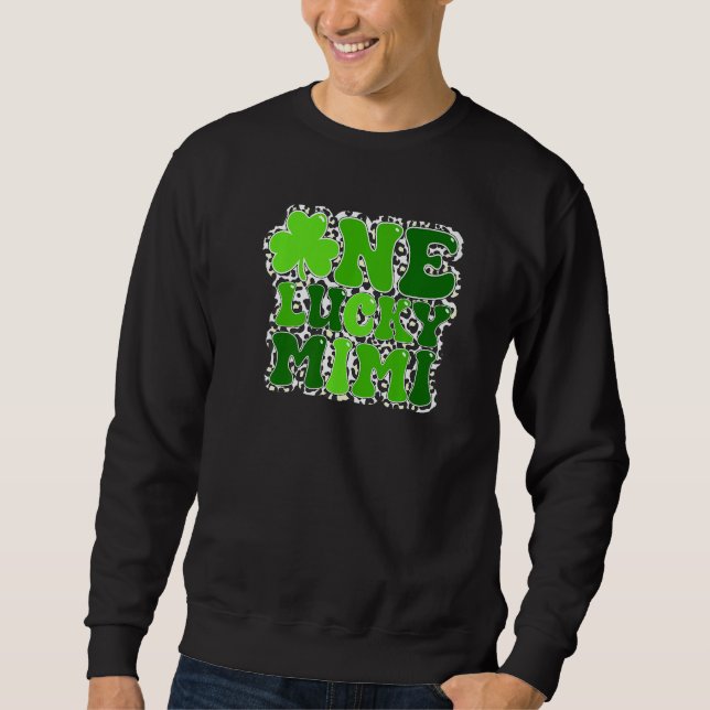 Leopard One Lucky Mimi Irish Shamrock St Patrick's Sweatshirt (Front)
