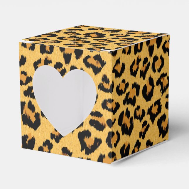 Leopard or Jaguar Print Faux Fur Pattern Favour Box (Front Side)