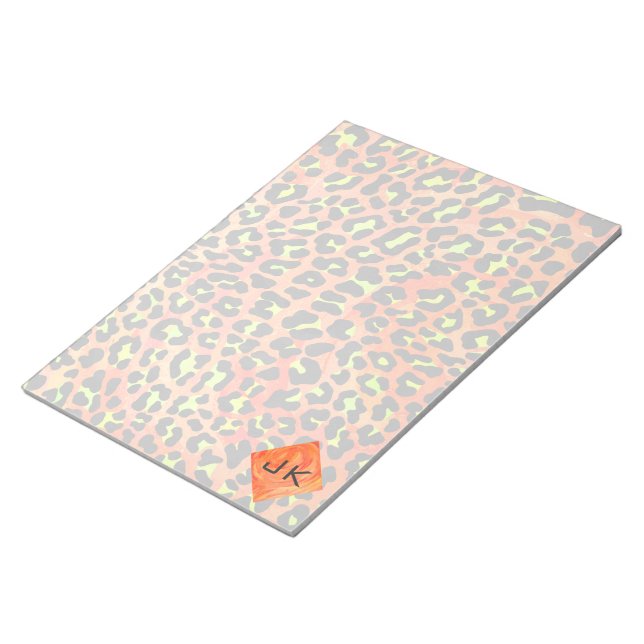 Leopard Orange and Yellow Monogram Notepad (Angled)