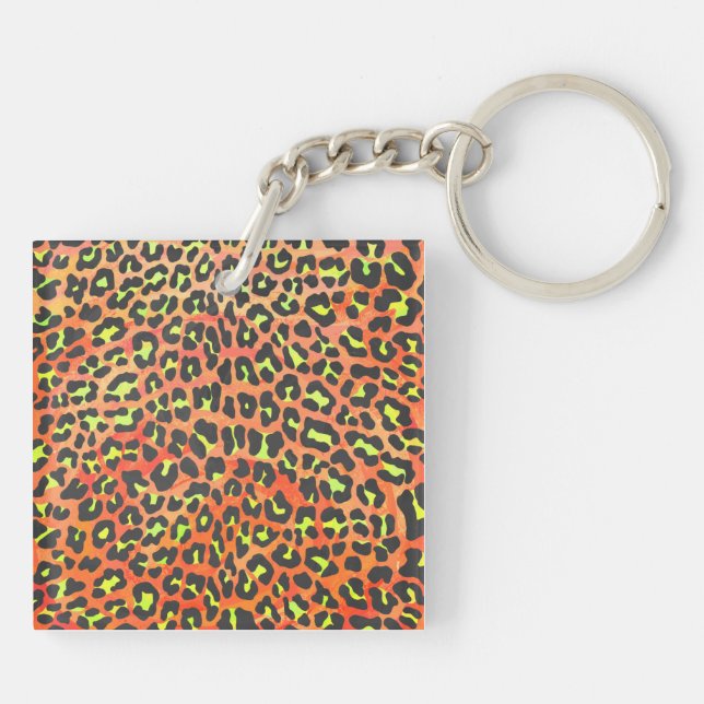 Leopard Orange and Yellow Print Key Ring (Back)