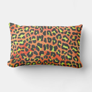 Leopard Orange and Yellow Print Lumbar Cushion