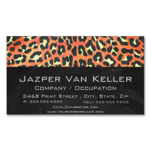 Leopard Orange and Yellow Print Magnetic Business Card