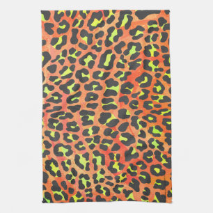 Leopard Orange and Yellow Print Tea Towel