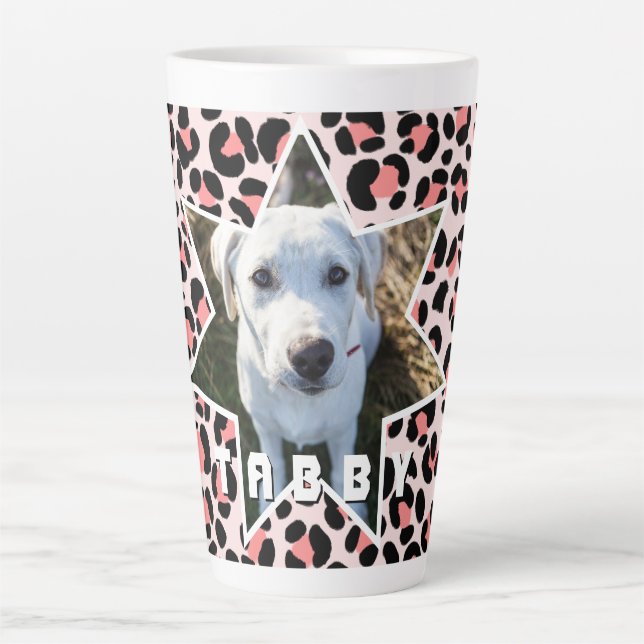 Leopard Orange Black Photo Personalised Latte Mug (Front)
