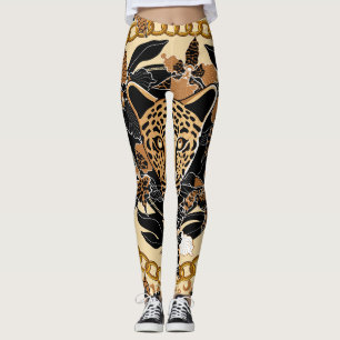 Leopard Orchids Tropical Seamless Pattern Leggings