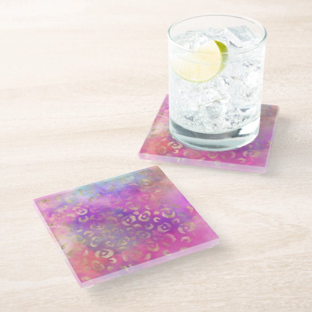 Leopard Paint Series Design 11  Glass Coaster (Angled)