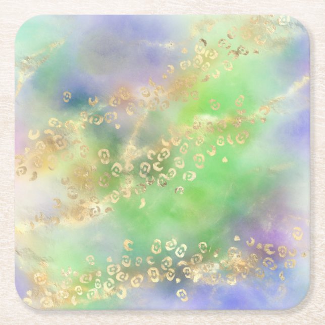 Leopard Paint Series Design 4  Square Paper Coaster (Front)
