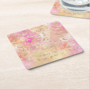 Leopard Paint Series Design 5 Square Paper Coaster