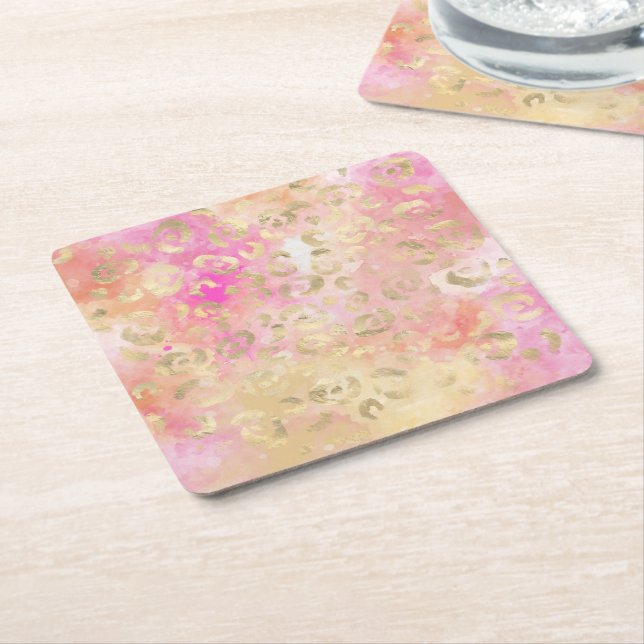 Leopard Paint Series Design 5   Square Paper Coaster (Angled)