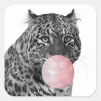 Leopard Panther Cat Bubble Gum Black Pink White