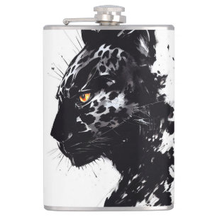 Leopard Panther Wild Nature Free Spirit Art Brush Hip Flask