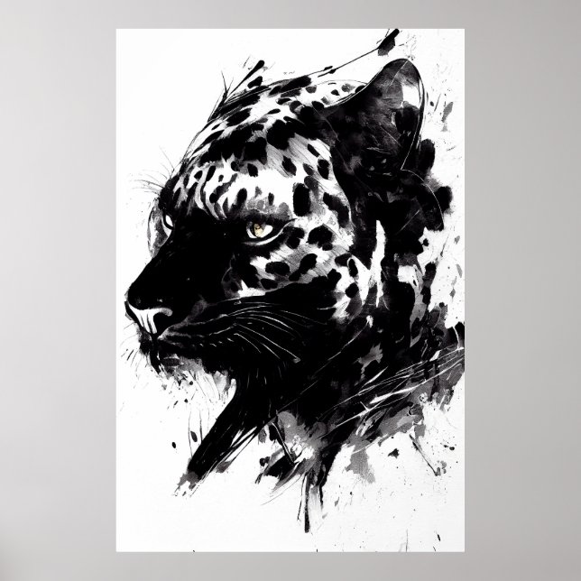 Leopard Panther Wild Nature Free Spirit Art Brush  Poster (Front)