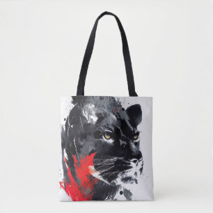 Leopard Panther Wild Nature Free Spirit Art Brush Tote Bag