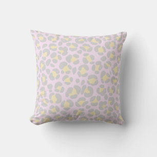 Leopard Pastel Grey Pink Yellow Cushion