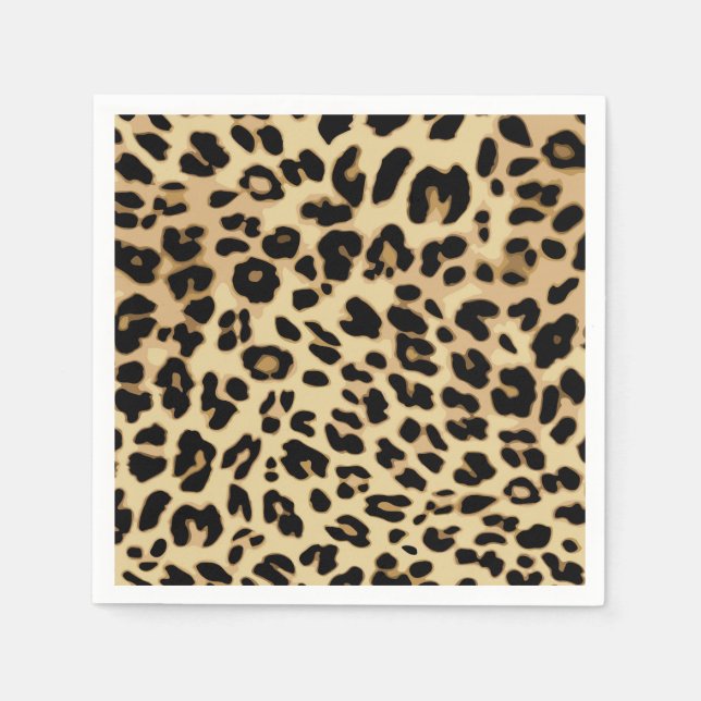 Leopard Pattern Animal Print Black/Gold Napkin (Front)