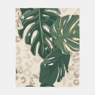 Leopard pattern, animal print seamless design gree fleece blanket