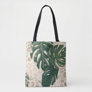 Leopard pattern, animal print seamless design gree tote bag