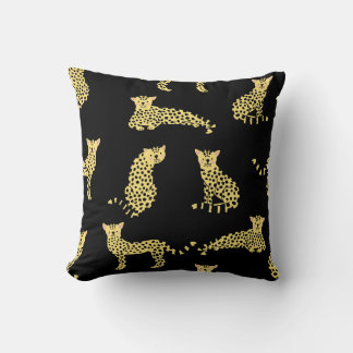 Leopard Pattern: Black Background Cheetah Cushion