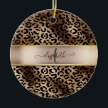 Leopard Pattern Black Bronze Monogram   Ceramic Ornament<br><div class="desc">Elegant leopard pattern on black and bronze with your monogram.The perfect romantic gift idea. Click the Customise It button to change fonts, move text around and further customise your design.</div>
