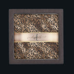 Leopard Pattern Black Bronze Monogram  Gift Box<br><div class="desc">Elegant leopard pattern on black and bronze with your monogram.The perfect romantic gift idea. Click the Customise It button to change fonts, move text around and further customise your design.</div>