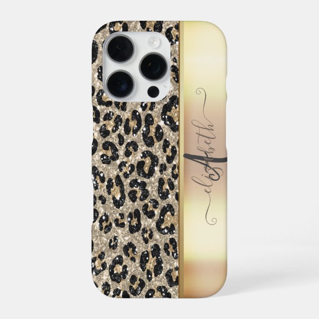Leopard Pattern Black Bronze Monogram     iPhone Case (Back)