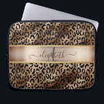 Leopard Pattern Black Bronze Monogram     Laptop Sleeve<br><div class="desc">Elegant leopard pattern on black and bronze with your monogram.The perfect romantic gift idea. Click the Customise It button to change fonts, move text around and further customise your design.</div>