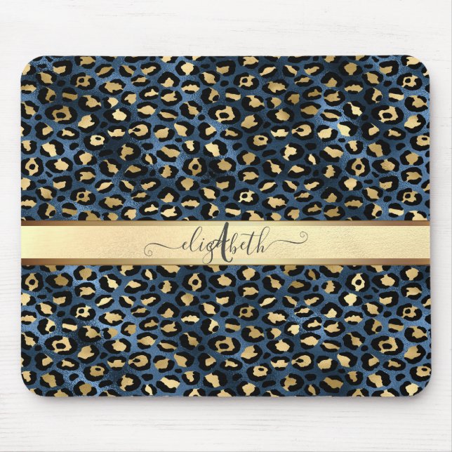 Leopard Pattern Black Bronze Monogram    Mouse Pad (Front)