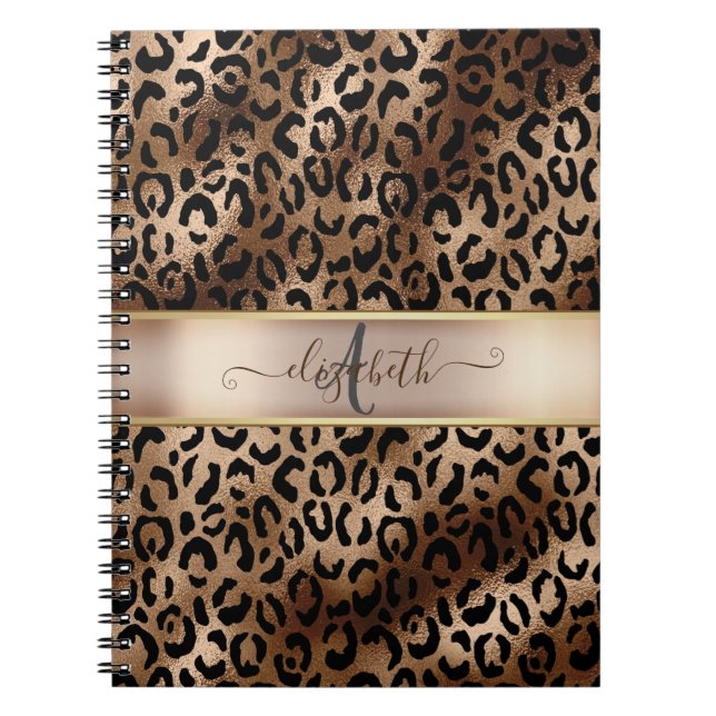 Leopard Pattern Black Bronze Monogram     Notebook (Front)