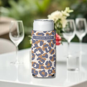 Leopard Pattern-Blue and Brown- Seltzer Can Cooler