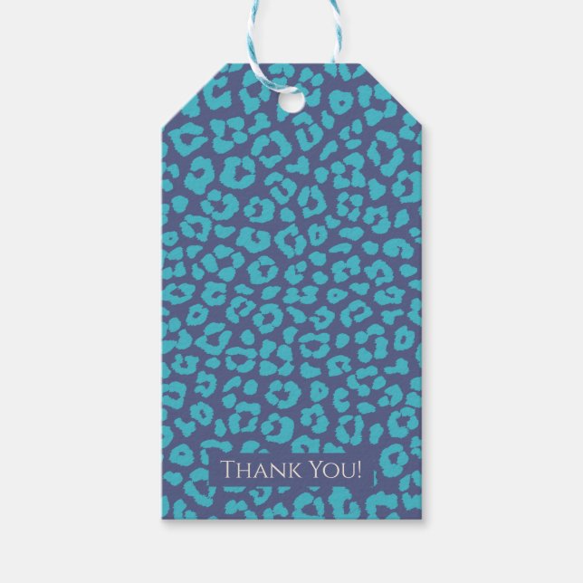 Leopard Pattern-Blue- Gift Tags (Front)