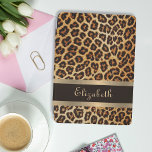 Leopard Pattern Brown and Gold Stripe Elegant Name iPad Mini Cover<br><div class="desc">Protect Your Tech in Style with Our Leopard Pattern Brown and Gold Stripe Elegant Name iPad Air Cover! Elevate your iPad Air with this chic and sophisticated cover. Featuring a luxurious brown bronze leopard skin pattern and a glamourous gold foil and brown stripe, this cover can be personalised with your...</div>