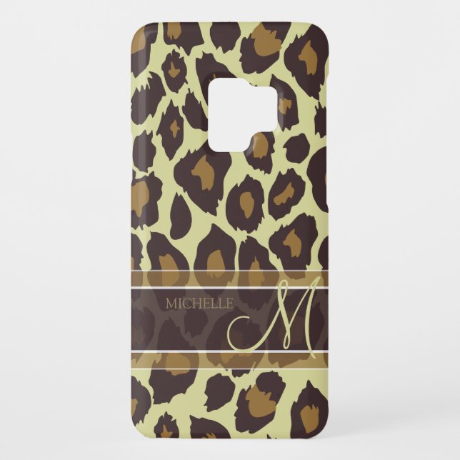 Leopard Pattern - Brown and Tan with Monogram Case-Mate Samsung Galaxy Case (Back)