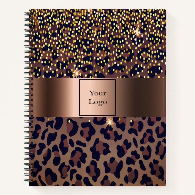 Leopard pattern brown black bronze business logo notebook (Front)
