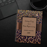 Leopard pattern brown black motivational 2023 planner<br><div class="desc">Elegant, cool, glamorous and feminine with brown, golden and black leopard pattern, decorated with golden confetti. Personalize and add your name. Template for a year, black letters. A brown and black frame with the motivational quote: Every Day is a New Beginning. Perfect for female Entrepreneurs, make-up artists, store owners, consultants....</div>