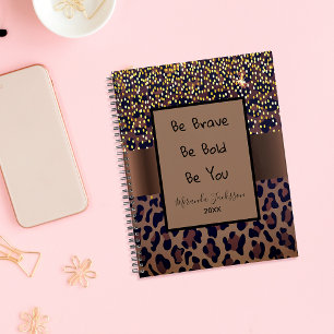 Leopard pattern brown black motivational 2027 planner