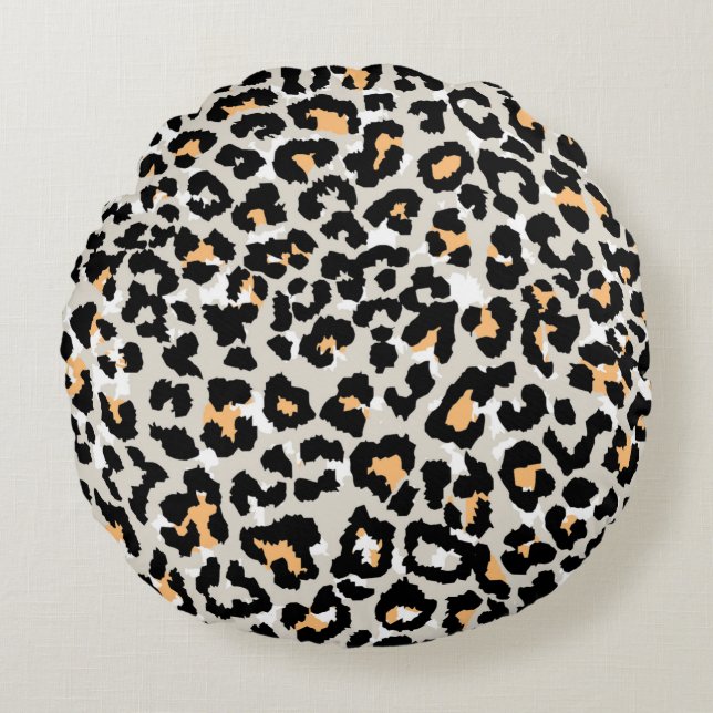 leopard pattern coloured wild seamless round cushion (Front)